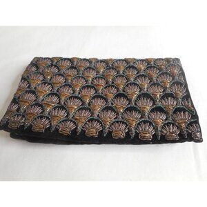 Vintage Gold Silver Velvet Art Deco Clutch Bag Purse snap close  Estate Find